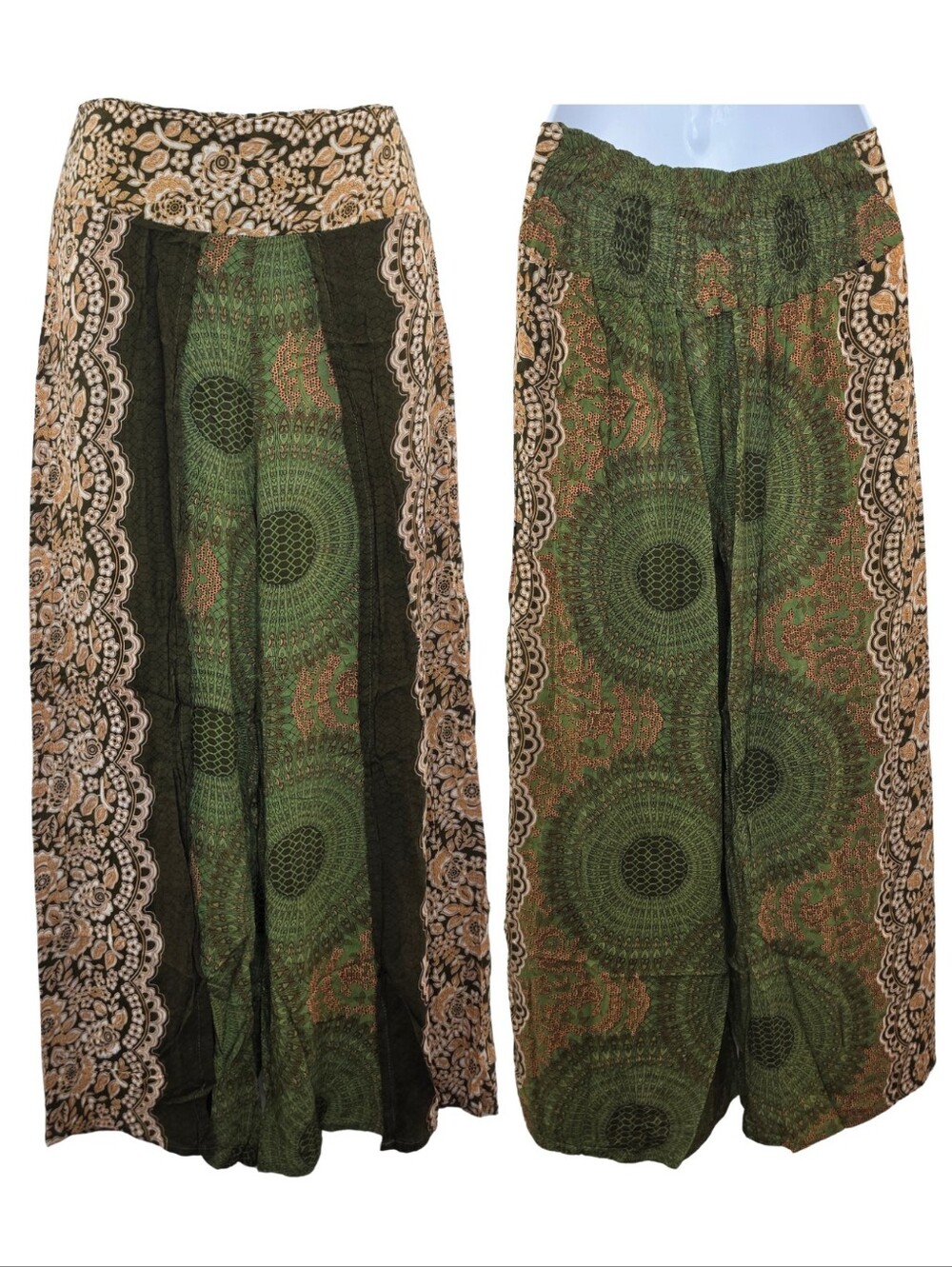 Thai Express Feather Mandala Boho Wide Leg Pants 4020-
